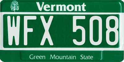 VT license plate WFX508