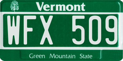 VT license plate WFX509