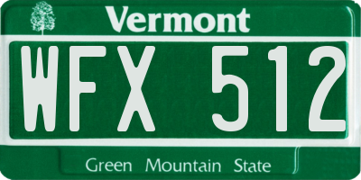 VT license plate WFX512