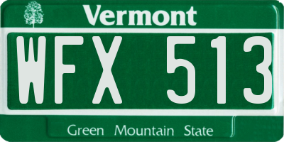 VT license plate WFX513