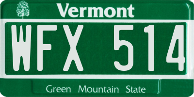 VT license plate WFX514