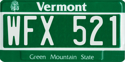 VT license plate WFX521