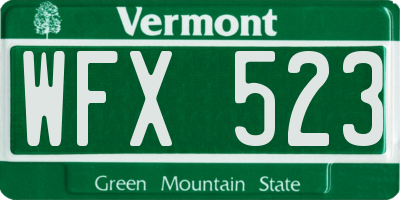VT license plate WFX523