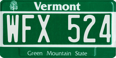 VT license plate WFX524