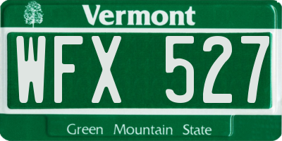 VT license plate WFX527