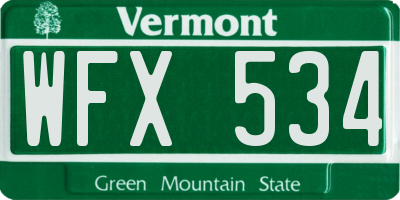 VT license plate WFX534