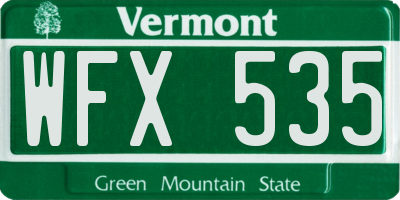 VT license plate WFX535