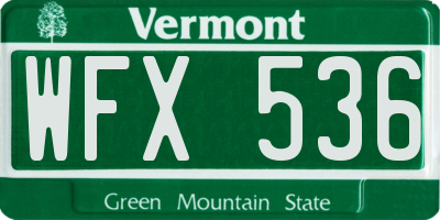 VT license plate WFX536