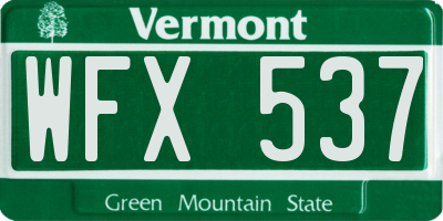 VT license plate WFX537
