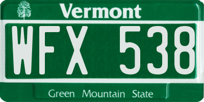 VT license plate WFX538