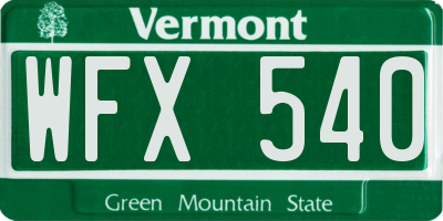 VT license plate WFX540