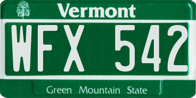 VT license plate WFX542
