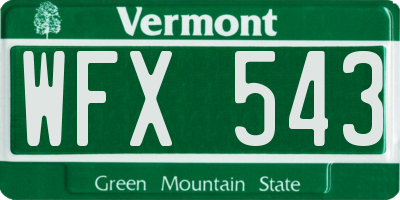 VT license plate WFX543