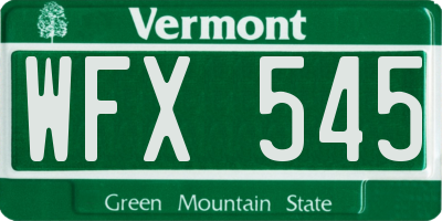 VT license plate WFX545