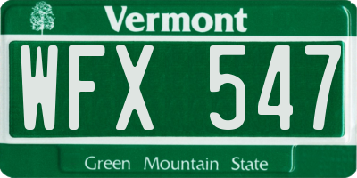 VT license plate WFX547