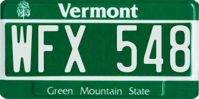 VT license plate WFX548