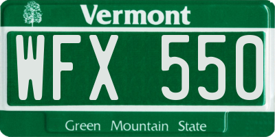 VT license plate WFX550