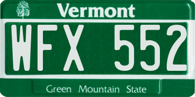 VT license plate WFX552