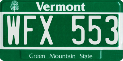 VT license plate WFX553