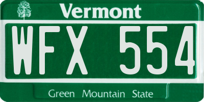 VT license plate WFX554