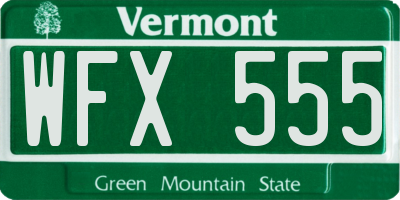 VT license plate WFX555