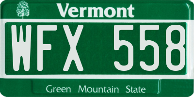 VT license plate WFX558