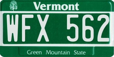 VT license plate WFX562