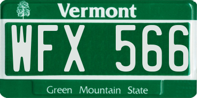 VT license plate WFX566