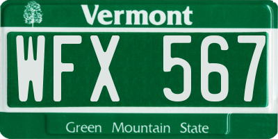 VT license plate WFX567