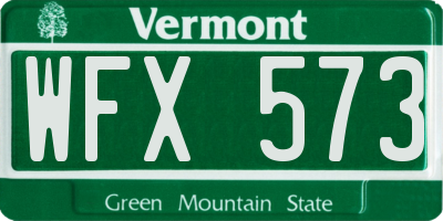 VT license plate WFX573