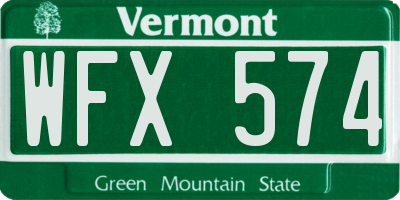 VT license plate WFX574