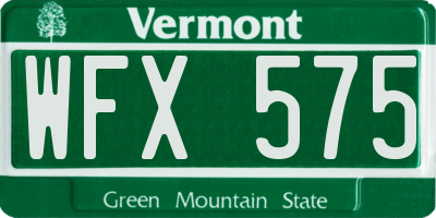VT license plate WFX575