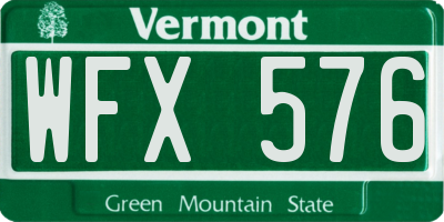 VT license plate WFX576