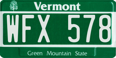 VT license plate WFX578