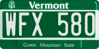 VT license plate WFX580