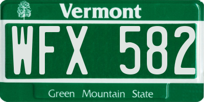 VT license plate WFX582