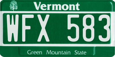 VT license plate WFX583