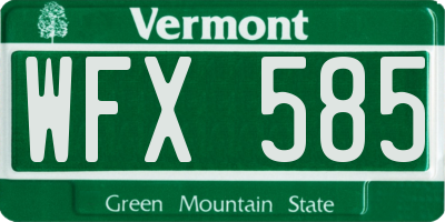 VT license plate WFX585
