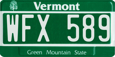 VT license plate WFX589