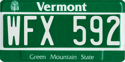 VT license plate WFX592