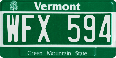 VT license plate WFX594