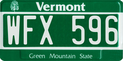 VT license plate WFX596