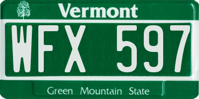 VT license plate WFX597