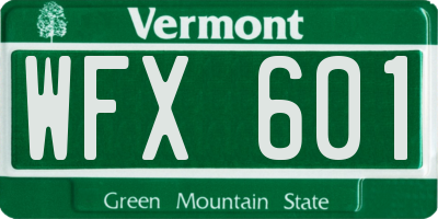 VT license plate WFX601