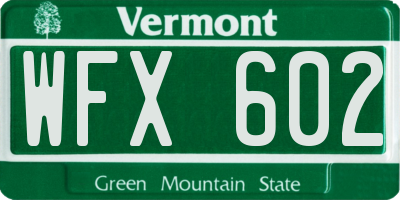 VT license plate WFX602
