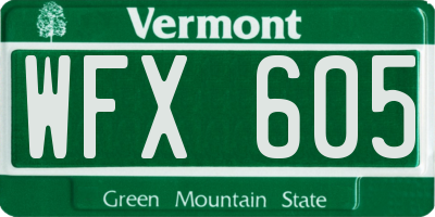 VT license plate WFX605