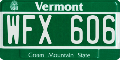 VT license plate WFX606