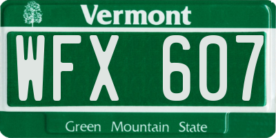 VT license plate WFX607
