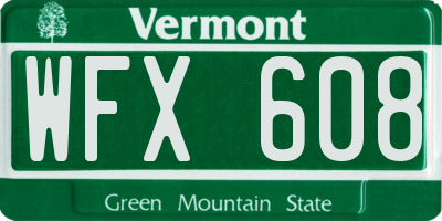 VT license plate WFX608