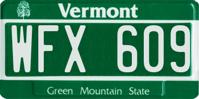 VT license plate WFX609